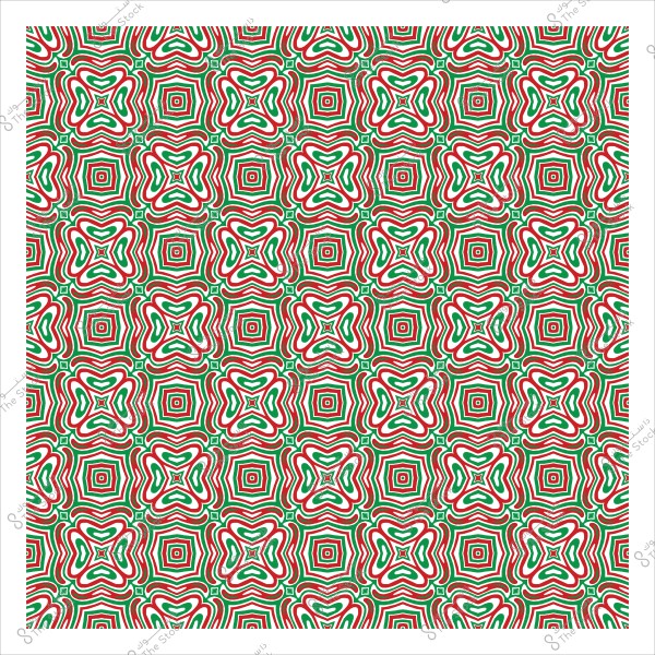 نمط متكرر بأشكال هندسية بألوان حمراء وخضراء وبيضاء.