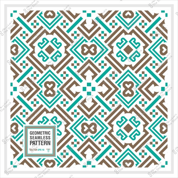 تصميم هندسي ذو نمط متكرر بألوان بني وأخضر فيكتور.