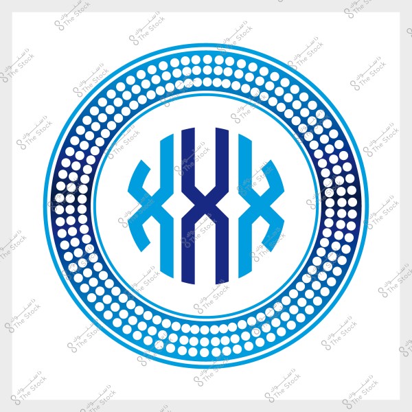 شعار دائري مزخرف بخطوط وشكل شبكي أزرق, يحتوي على تصميم هندسي في المنتصف مع تفاصيل دقيقة باللونين الأزرق الداكن والفاتح.

-