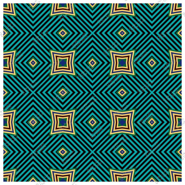 نمط هندسي متماثل بألوان زاهية يشمل أشكالاً مربعة ومثلثات متكررة باللونين الأزرق والأصفر.