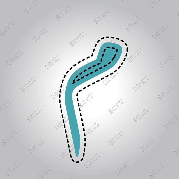 شكل كرتوني يشبه الدودة مع خطوط متقطعة.