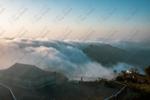 A snapshot showing the Black Mountain in the Jazan region in the south of the Kingdom of Saudi Arabia, historical and tourist landmarks, mountain heights, Jazan mountains, mountainous nature in Jazan