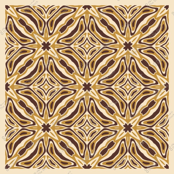 نمط زخرفي هندسي بألوان بنية وذهبية على خلفية بيج.