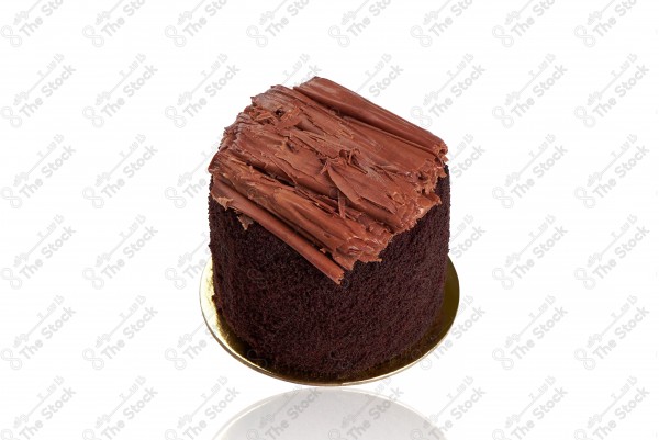 A shot of a hollow chocolate cake on a white background, cakes, sweets and sugar.