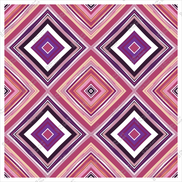 نمط هندسي متماثل مكون من مربعات وأشكال ماسية بألوان متعددة مثل الوردي والبنفسجي والأبيض.