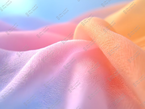 Image of a soft and wavy fabric with multiple colors including pink, purple, orange, and blue. The image highlights the intricate details of the fabric and how the colors blend smoothly with each other, creating a calming and appealing effect.