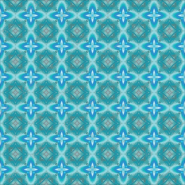 نمط زخرفي هندسي باللون الأزرق الفاتح والأخضر مماثل لبلاط السيراميك التقليدي.