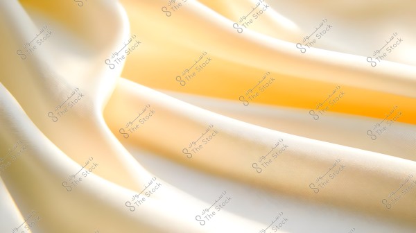 Image of creamy white silky fabric with a subtle touch of yellow. The fabric appears wavy and smooth, adding a sense of softness and elegance.